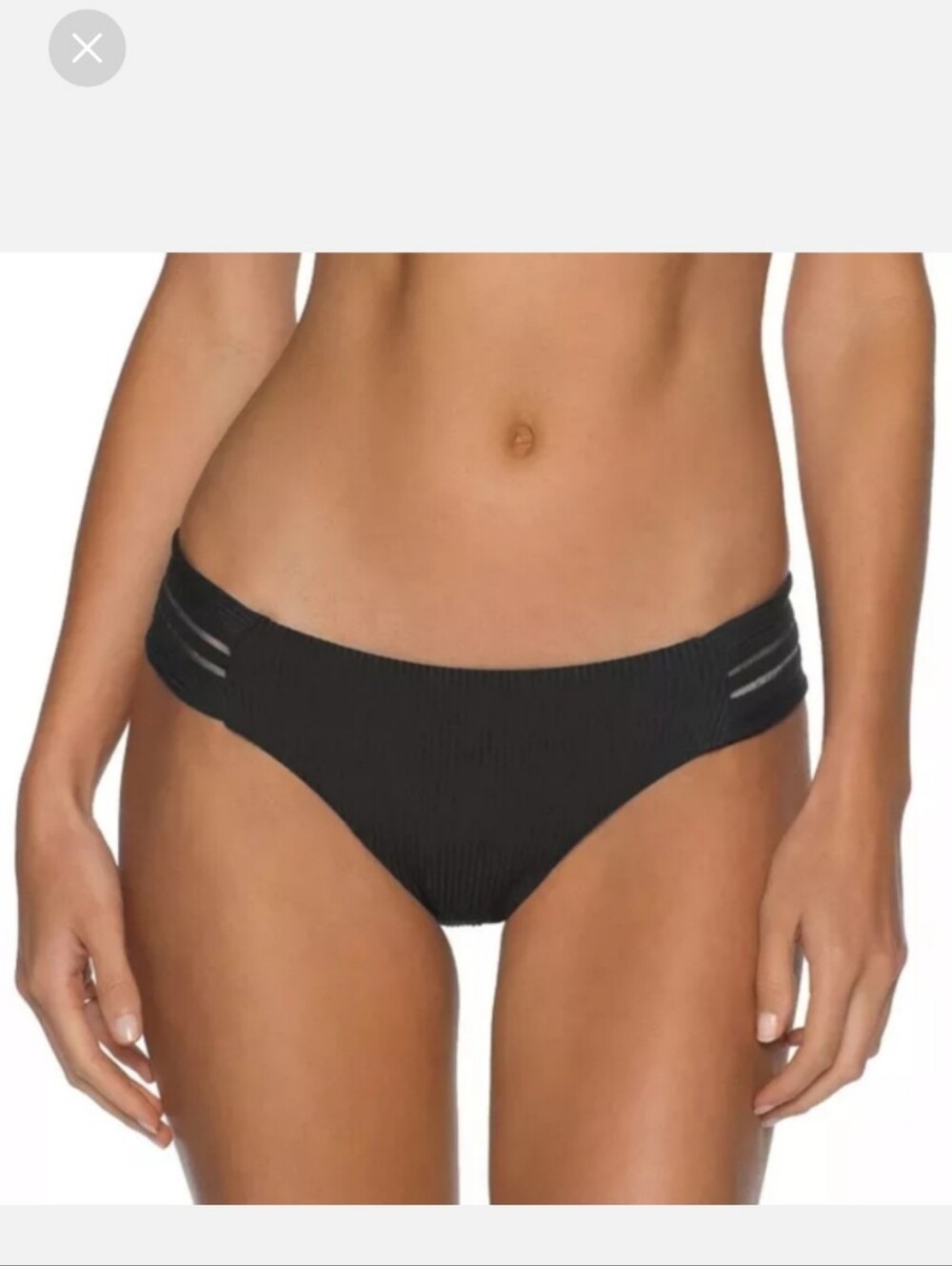 nwt isabella rose maui black ribbed bikini bottoms size m mesh side swimwear
